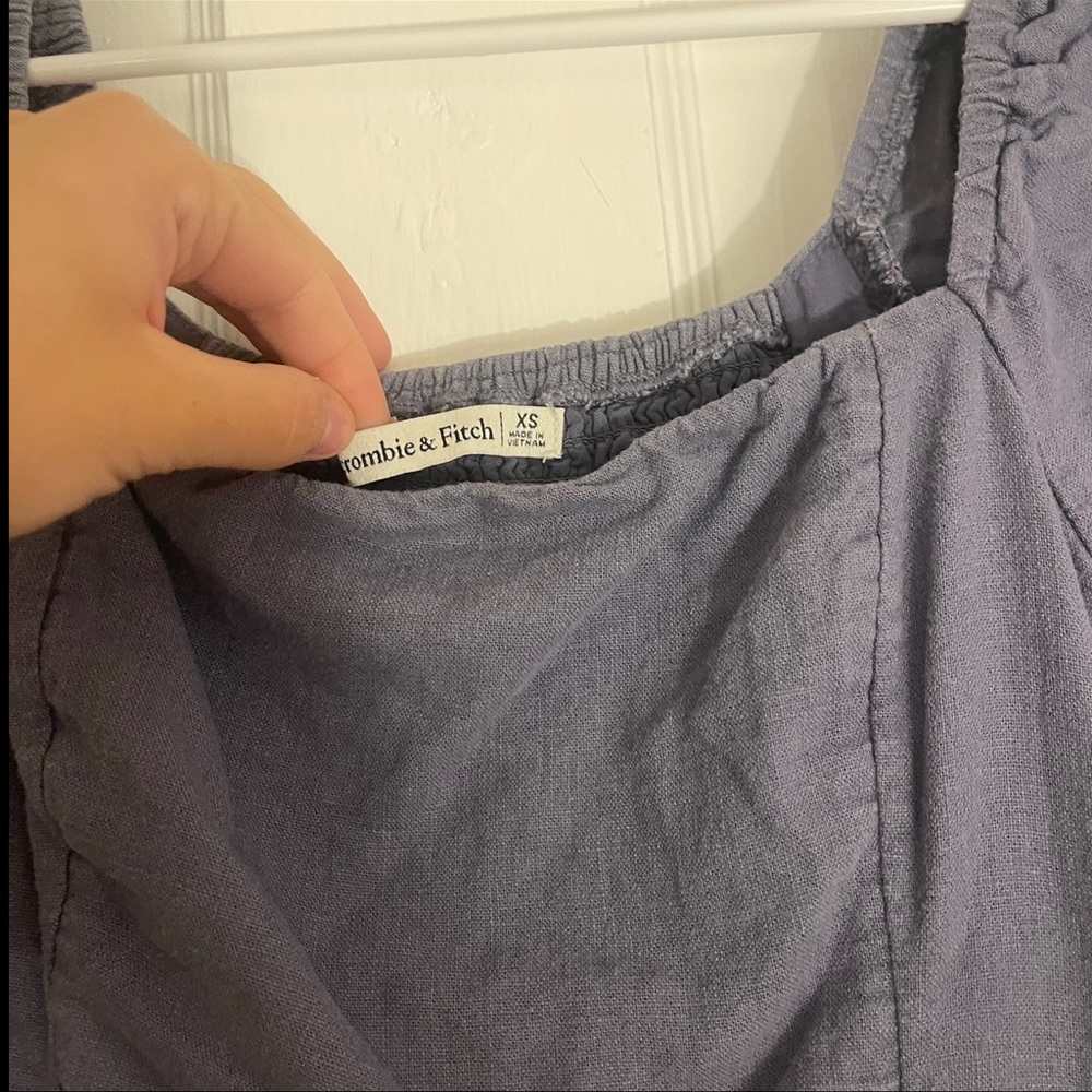 Abercrombie and Fitch Blue Linen Square Neck Top - Picture 2 of 3